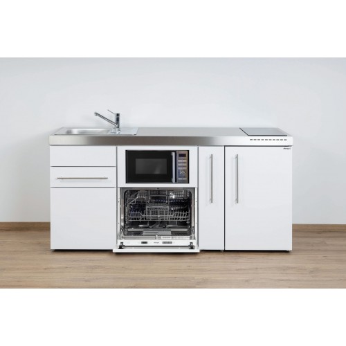 Minikeuken 180 cm Wit koelkast-vaatwas-magnetron-inductie
