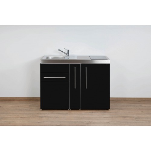 Minikeuken PREMIUMLINE MP120 A zwart mat koelkast kookplaat