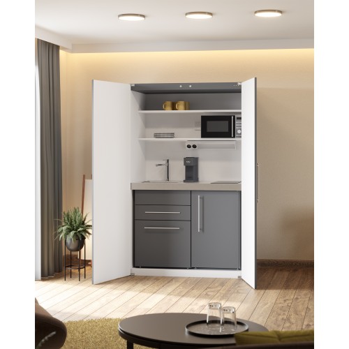 Kitchenette Armoire métal 120x66x200 cm full option grise ar