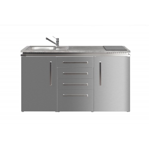 Minikeuken DESIGNLINE MDS4 150 RVS - Inox koelkast inductie