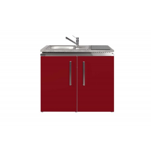Minikeuken DESIGNLINE MD 100 Rood koelkast inductie kook